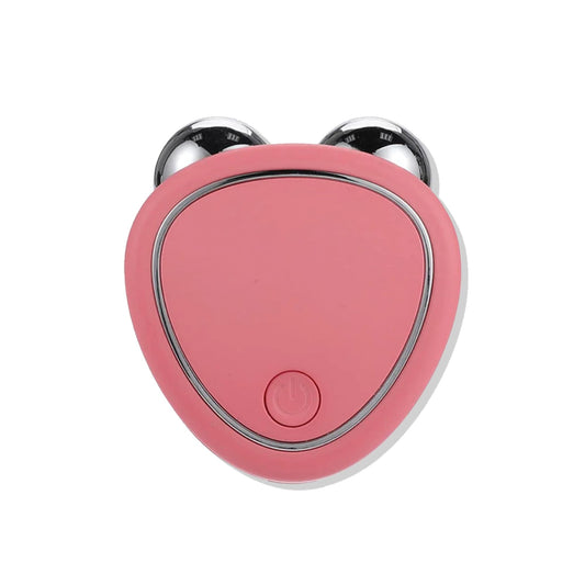 Appareil tonifiant visage compact et rose avec deux boules de massage en métal pour soin facial