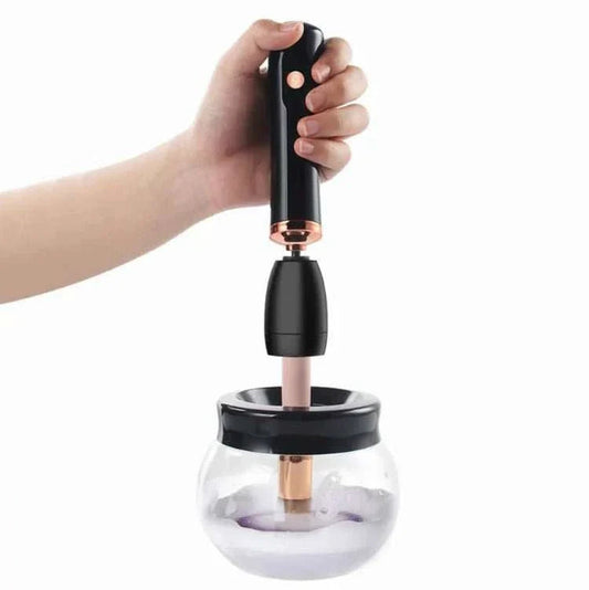 Nettoyeur automatique pinceaux maquillage noir avec bol transparent utilisé pour nettoyer facilement les pinceaux