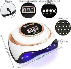 Lampe de séchage UV LED professionnelle pour ongles avec écran numérique et minuterie réglable, compacte et ergonomique.