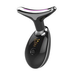 masseur du cou et du visage à micro-courant noir avec écran LED et design ergonomique pour soin de la peau et relaxation musculaire