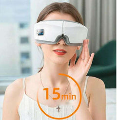 Femme utilisant un masseur oculaire 4D relaxation blanc pour détente des yeux pendant 15 minutes