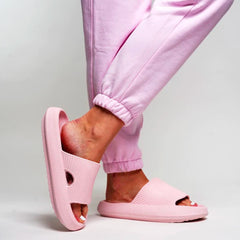 pantoufles d'intérieur antidérapantes roses confortables – détail produit