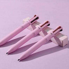 Set de trois stylos de maquillage 4 en 1 pour femme roses avec pinceaux intégrés