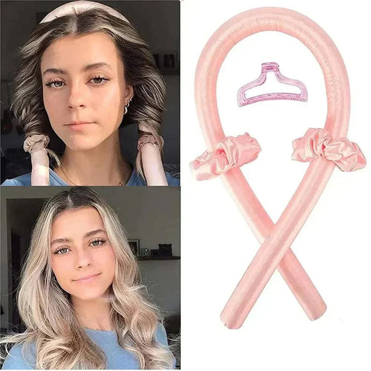 serre-tête en satin rose pour sublimer les boucles naturelles avec douceur et style