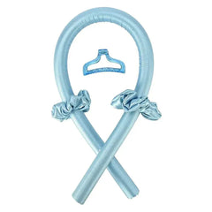 serre-tête en satin bleu doux pour boucles naturelles avec élastiques assortis et pince à cheveux
